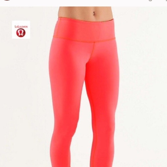 lululemon athletica Pants - Lululemon Wunder pants bright orange/salmon